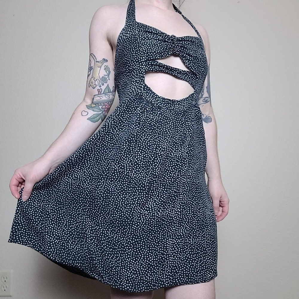 Kirra Black and White Cut-Out Backless Dress